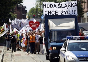 Protest przeciwko likwidacji KWK Halemba