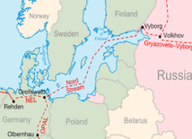 Schematyczna trasa gazociągu północnego