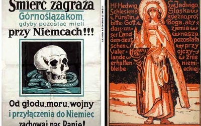 Plakaty, z reguły dwujęzyczne, były ważną częścią kampanii plebiscytowej. Po prawej plakat niemiecki, po lewej polski