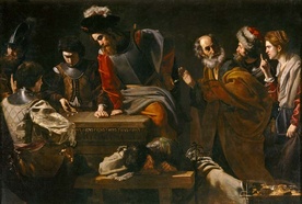 Nicolas Tournier, "Zaparcie się św. Piotra", olej na płótnie, ok. 1625, Muzeum Prado, Madryt 