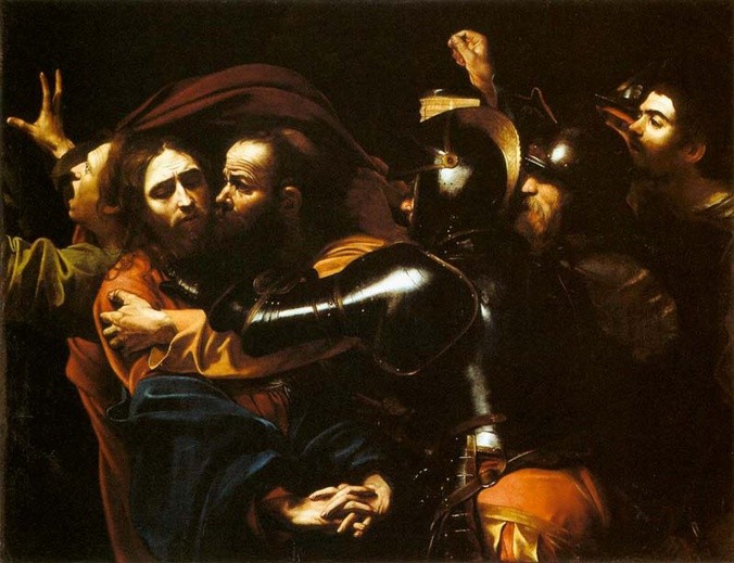 Michelangelo Merisi da Caravaggio, "Pojmanie Chrystusa", olej na płótnie, ok. 1598, Narodowa Galeria Irlandii, Dublin