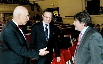 Kongres Nowej Prawicy Fakty i opinie - bł  Od lewej: Janusz Korwin-MIkke, Krzysztof Rybiński i Andrzej Sośnierz