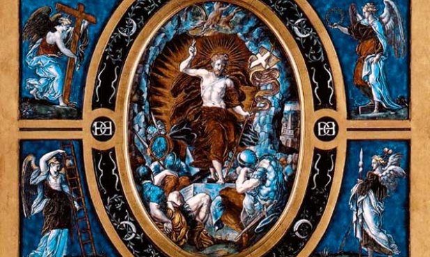 Leonard Limousin, "Zmartwychwstanie", emalia na blasze, 1553, Luwr, Paryż