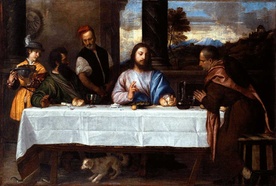 Tycjan (Tiziano Vecellio), "Wieczerza w Emaus", olej na płótnie, ok. 1530, Luwr, Paryż 
