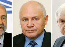 Nowy zarząd TVP. Od lewej: Juliusz Braun, Marian Zalewski i Bogusław Piwowar
