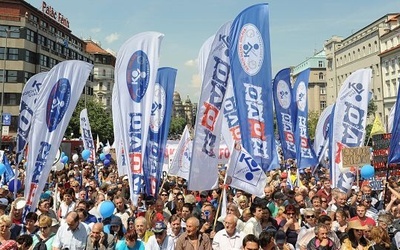 Związkowcy protestowali w Pradze