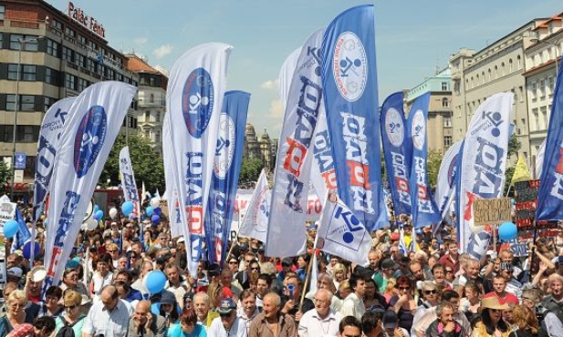 Związkowcy protestowali w Pradze