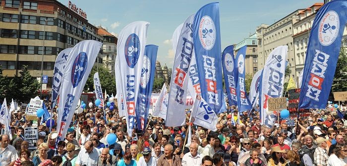 Związkowcy protestowali w Pradze