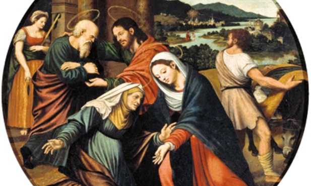 VICENTE JUAN MASIP, ZWANY JUAN DE JUANES „Nawiedzenie Najświętszej Maryi Panny” olej na desce, 1540–1545 Muzeum Prado, Madryt