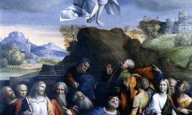Benvenuto Tisi, zwany Garofalo „Wniebowstąpienie”, olej na desce, 1510–1520 Narodowa Galeria Sztuki Dawnej, Rzym