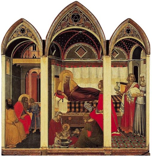 Pietro Lorenzetti „Narodziny Maryi” tempera na desce, 1342 Muzeum Katedralne, Siena