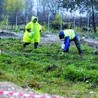 Polscy archeolodzy podczas prac na miejscu katastrofy prezydenckiego samolotu pod Smoleńskiem.