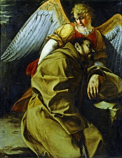 Orazio Lomi de Gentileschi, „Św. Franciszek podtrzymywany przez anioła”