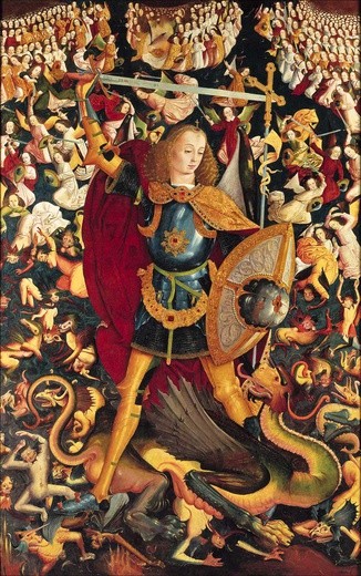 Mistrz z Zafra, „Św. Michał Archanioł”, olej i tempera na desce, 1495–1500 Muzeum Prado, Madryt