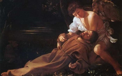 Michelangelo Merisi da Caravaggio „Ekstaza św. Franciszka” olej na płótnie, 1594 Wadsworth Atheneum, Hartford