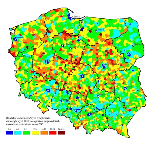 Głosy nieważne wskutek niezaznaczenia na karcie ani jednego znaku "X"