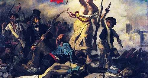 Eugène Delacroix, „Wolność wiodąca lud na barykady”.