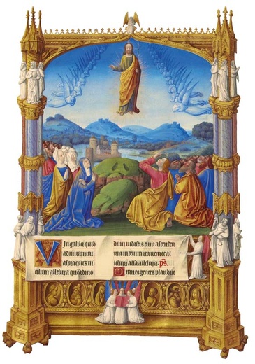 Wniebowstąpienie. Godzinki księcia de Berry, folio 184 r., XV wiek