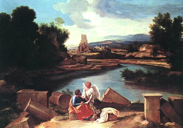 Nicolas Poussin, „Krajobraz ze św. Mateuszem i Aniołem”