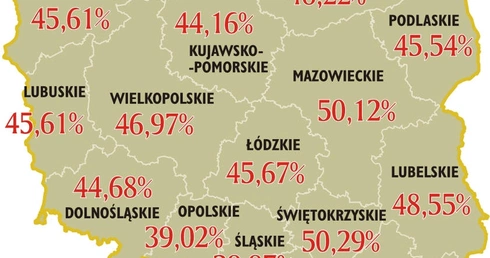Frekwencja w wyborach do sejmików wojewódzkich w poszczególnych województwach.