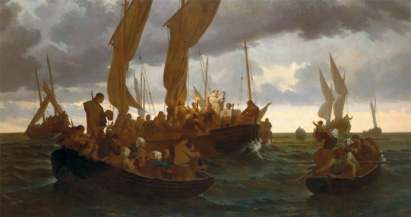 Louis Duveau (1818–1867) „Msza na morzu”, 1864 r. Musée des Beaux-arts, Rennes