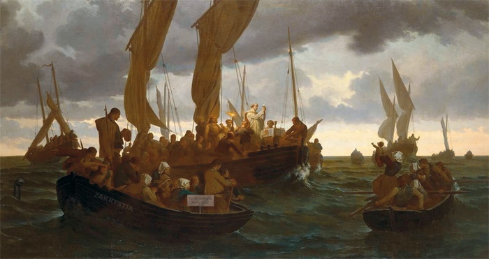 Louis Duveau (1818–1867) „Msza na morzu”, 1864 r. Musée des Beaux-arts, Rennes