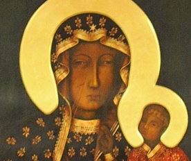 Jasnogórska Madonna na ścianie garażu