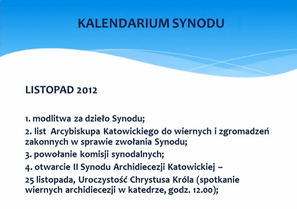 Schemat prac II Synodu Archidiecezji Katowickiej