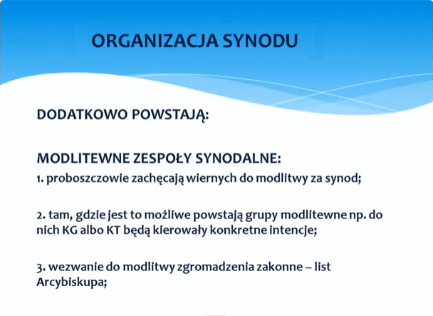 Schemat prac II Synodu Archidiecezji Katowickiej