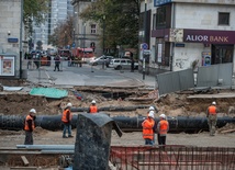 Awaria na budowie metra przy stacji Metro Świętokrzyska.