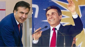  Michaił Saakaszwili (z lewej)jest prezydentem Gruzji od 2004 r. Właśnie stracił poparcie społeczne. Ostatnie wybory parlamentarne wygrał Bidzina Iwaniszwili