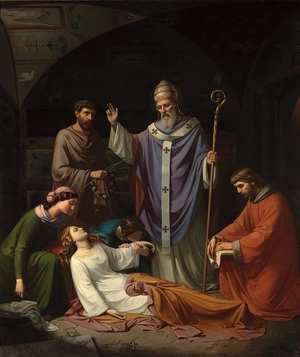 Luis de Madrazo y Kuntz „Pogrzeb św. Cecylii w rzymskich katakumbach”  olej na płótnie, 1852 Muzeum Prado, Madryt