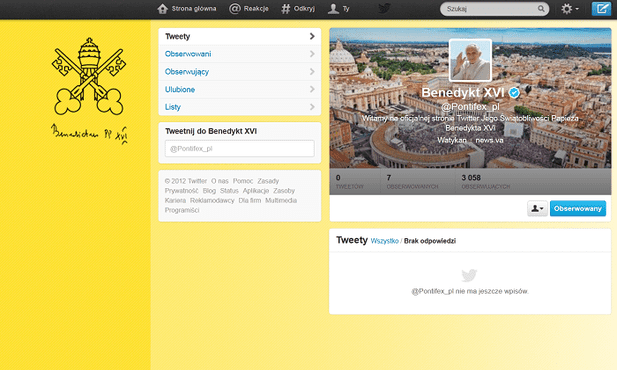 Co dalej z Twitterem papieża?