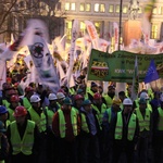 Demonstracja związkowców w Katowicach