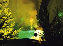 Światła laserów, muzyka, obrazy z kilku projektorów i Najświętszy Sakrament. Takie adoracje odbywają się co miesiąc w kościele przy ul. Broniew-skiego 44