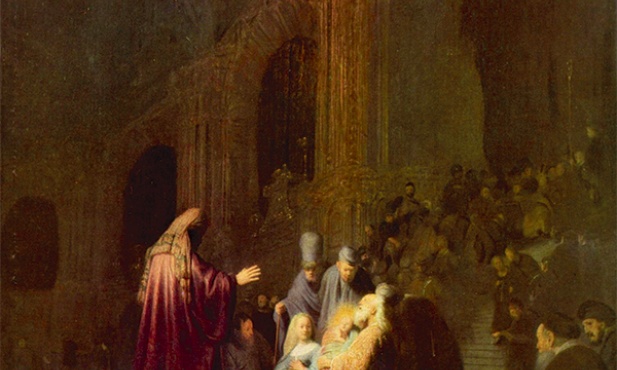 Rembrandt Harmenszoon van Rijn „Ofiarowanie Jezusa w świątyni”, olej na desce, 1631, Mauritshuis, Haga