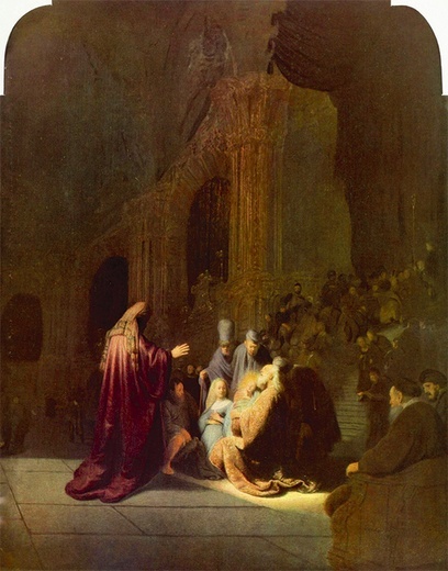 Rembrandt Harmenszoon van Rijn „Ofiarowanie Jezusa w świątyni”, olej na desce, 1631, Mauritshuis, Haga