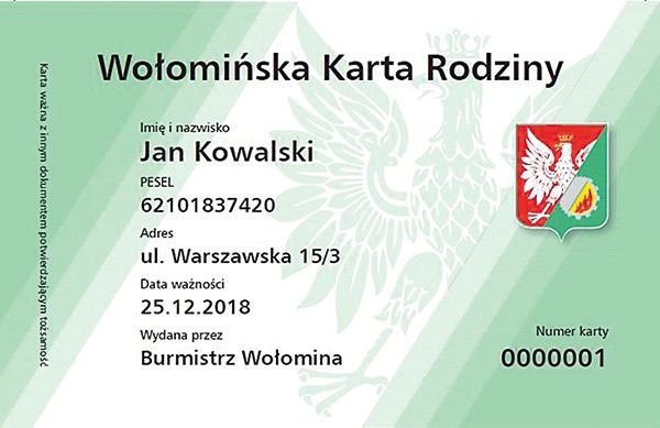  Z karty w Wołominie może skorzystać ok. 500 rodzin