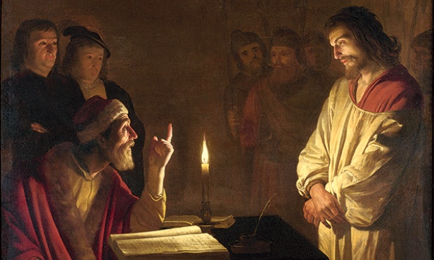 Gerrit van Honthorst „Chrystus przed Kajfaszem” olej na desce, ok. 1617 National Gallery, Londyn