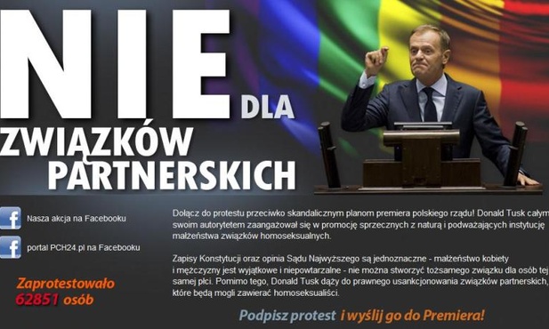 Sukces internetowej akcji przeciw związkom partnerskim