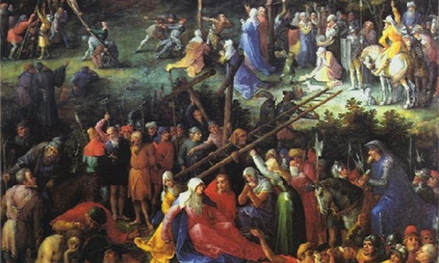 Jan Breughel (starszy) „Wielka Kalwaria”,  olej na desce, ok. 1604, Galeria Uffizi, Florencja