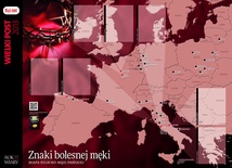 Mapa relikwii męki Pańskiej, czyli przedmiotów z Drogi Krzyżowej Pana Jezusa