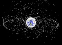 Dystrybucja kosmicznych śmieci widziana spoza orbity geostacjonarnej