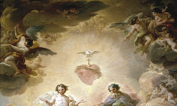 Corrado Giaquinto „Święta Trójca”  olej na płótnie, ok. 1754 Muzeum Prado, Madryt