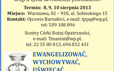 Barnabici i siostry córki Bożej Opatrzności zapraszają