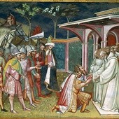 Spinello Aretino „Św. Benedykt i król Totila” fresk, 1387 Kościół San Miniato al Monte, Florencja 