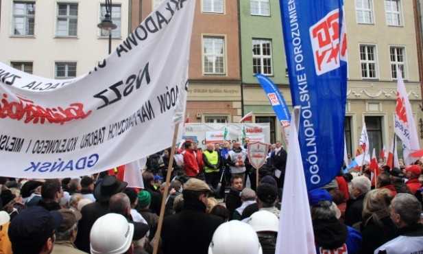 Związkowy protest w Gdańsku