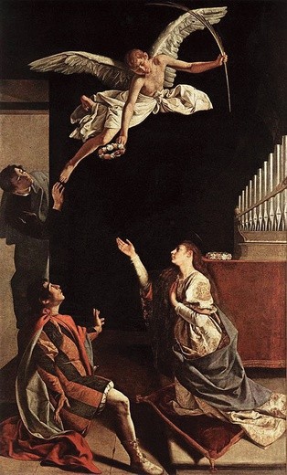 Orazio Gentileschi „Święci Cecylia, Walerian i Tyburcjusz” olej na płótnie, ok. 1620 Pinakoteka Brera, Mediolan