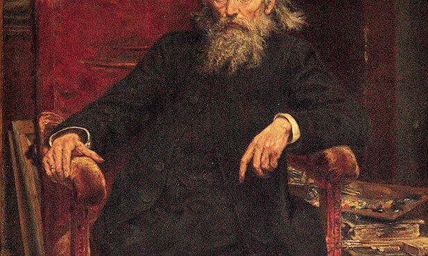 Człowiek wątłej postury malujący monumentalne dzieła. Myślący wyłącznie o pracy, bliskich i ojczyźnie. Taki był Jan Matejko. Reprodukcja przedstawia jego autoportret