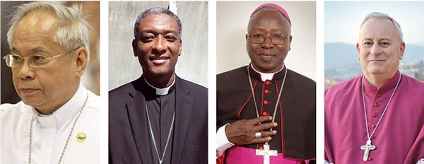 Od lewej: Abp Orlando B. Quevedo, Bp Chibly Langlois, Philippe Nakellentuba Ouédraogo